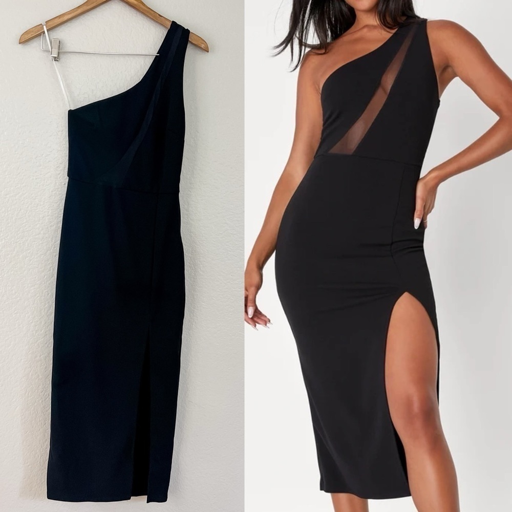 NWOT Modern Attraction Black One-Shoulder Bodycon Midi Dress